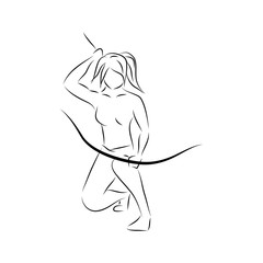 Black white illustration of archer gesture line art