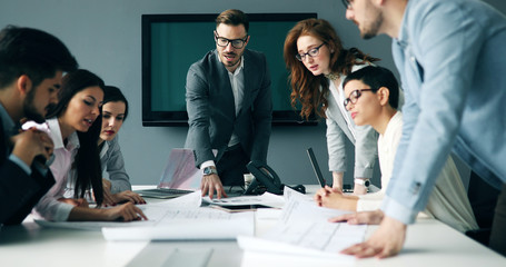 Business people conference in modern meeting room