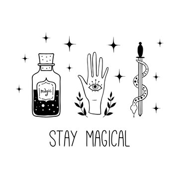 Stay Magical. Vector Witch Magic Design Print