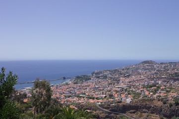 Fototapeta na wymiar View of Funchal harbour from above - cityscape and seascape (Madeira, Portugal)