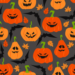 halloween seamless pattern with pumpkin - vector illustration, eps