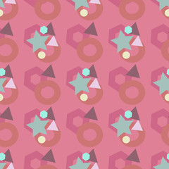 abstract seamless pattern with stars, triangles and circles