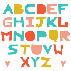 English colorful uppercase paper cut alphabet