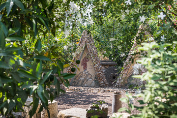 Grave in the inner garden of the Greek Orthodox Monastery of the Transfiguration located on Mount...