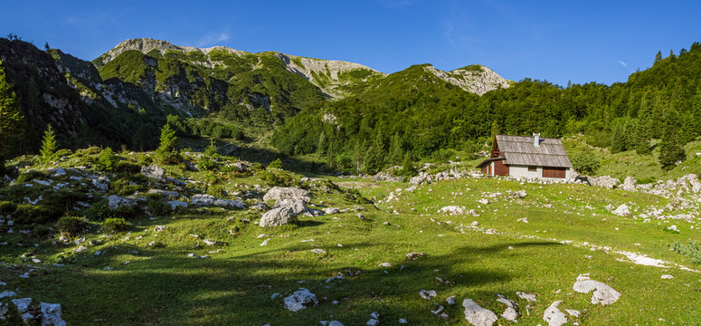 Shepards cottage on the mountain pasture Suha (planina suha)