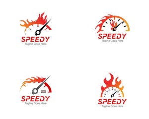 Faster speedometer logo template vector icon illustration