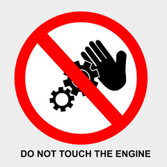 Vector sign, Caution danger of working engine, isolated on white