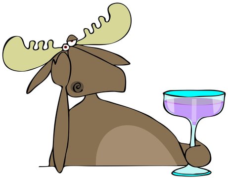 Depressed moose drinking alcohol