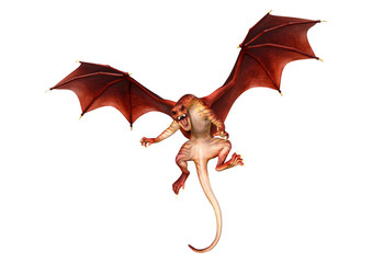 3D Rendering Fairy Tale Dragon on White