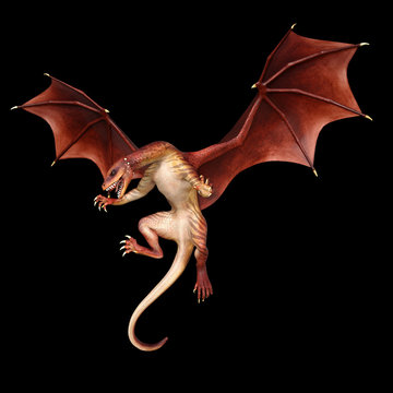3D Rendering Fairy Tale Dragon on Black