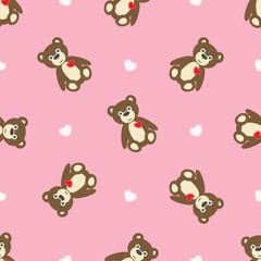 Valentine Seamless Pattern with Teddy Bear