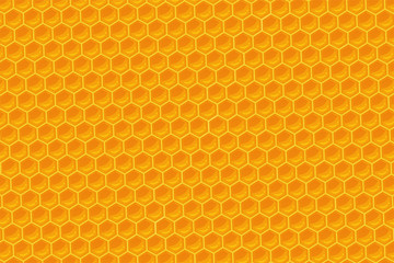 The geometric honeycomb background has a sweet yellow honey color to make a delicious bakery.