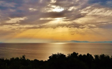 Fototapeta na wymiar Abendstimmung, Pagasitischer Golf, Griechenland