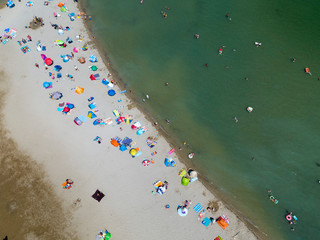 Aerial of the sandy beach Nin, Croatia