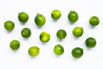 Fresh limes isolated on white background.