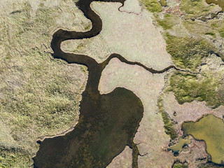 Aerial panorama of Nin lagoon , Croatia