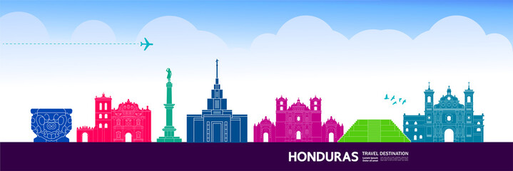 Honduras travel destination grand vector illustration. - obrazy, fototapety, plakaty
