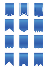 set of blue ribbon banner icon