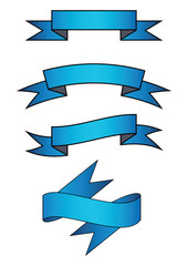 set of blue ribbon banner icon
