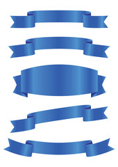 set of blue ribbon banner icon