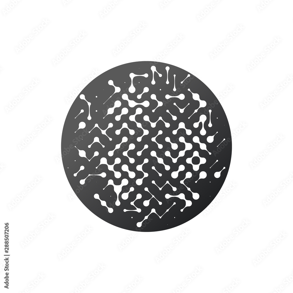 Poster abstract image of the molecular structure in circle. nanotechnology concept, connection model. stock
