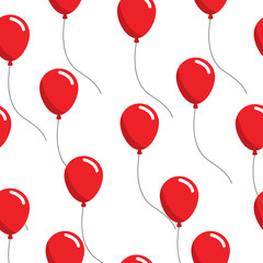 Seamless Pattern with Red Balloons