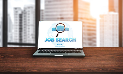 Human Resources Recruitment and People Networking Concept. Modern graphic interface showing...
