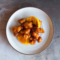 Orange Chicken on a Bed of Rice
