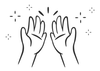 Give me five. The symbol of the two opposite hands is a greeting for success.