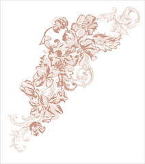 romantic lace flowers decoration element