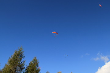 parasailing in the sky