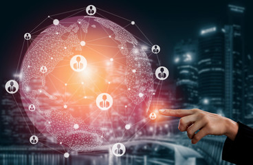 Human Resources Recruitment and People Networking Concept. Modern graphic interface showing...