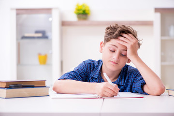 Kid preparing for school at home