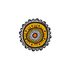 Aboriginal art dots painting icon logo design vector illustration template