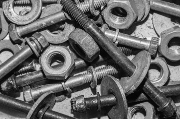 Bolts and nuts. fasteners background. work tool
