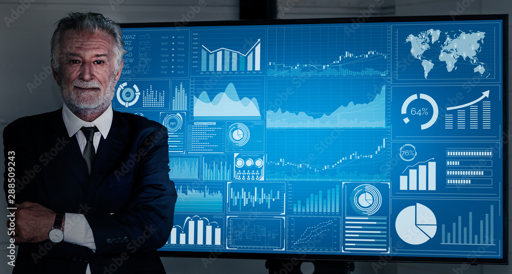 Poster data analysis for business and finance concept. graphic interface showing future computer technology