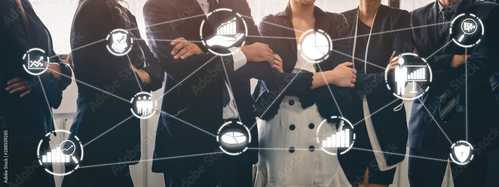 Poster data analysis for business and finance concept. graphic interface showing future computer technology