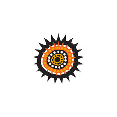 Aboriginal art dots painting icon logo design vector illustration template