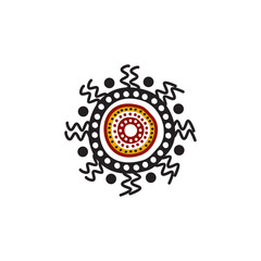 Aboriginal art dots painting icon logo design vector illustration template