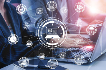 Data Analysis for Business and Finance Concept. Graphic interface showing future computer...