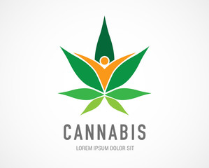 Cannabis leaf, medical marijuana, CBD oil, symbol and logo. Vector design