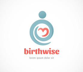 Birth, pregnant, family and baby care logo and symbol. Vector design