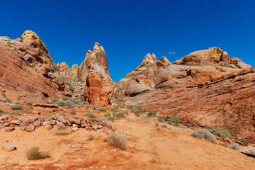 Fototapeta na wymiar Rock formations in Valley of Fire State Park, Nevada USA