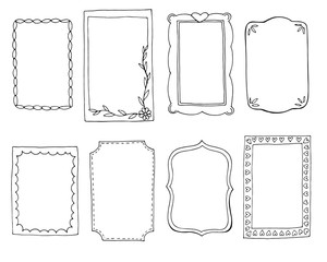 set of hand-drawn doodle frames