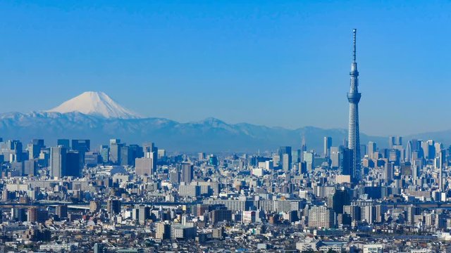 4K 富士山と東京　タイムラプス