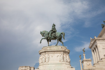 Fototapeta na wymiar Equestrian statue of Vittorio Emanuele II