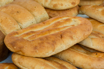 white bread in various forms and various roasting