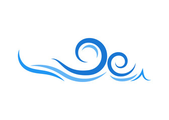 Blue ocean water lines wave object icon vector background