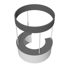 Stall or Kiosk Modern Reception Desk. Trade show booth white and blank. 3d render illustration isolated on white background. Template mockup for your expo design.