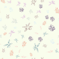 Hand drawn wildflower seamless patterns for print design. Rose floral seamless pattern. Spring textile texture. Repeat design element